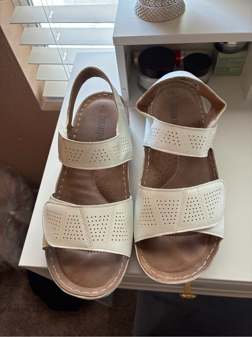 Women's White Perforated Slingback Sandals